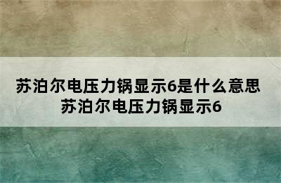 苏泊尔电压力锅显示6是什么意思 苏泊尔电压力锅显示6